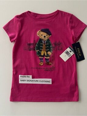 Polo Ralph Lauren Girls 6 Pink Bear Graphic Tee T-shirt Top NWT